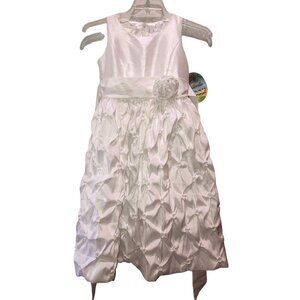 New Cinderella Girls Sz 10 White First Communion Flower Girl Pinch Pleated Dress